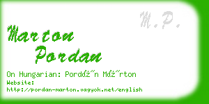 marton pordan business card
